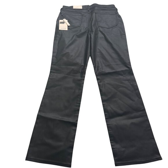 NYDJ Marilyn Straight Black Coated Lift Tuck Womens leather Pants Size 12 new - Picture 3 of 16
